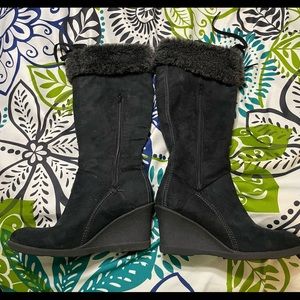 Suede Wedge Boots